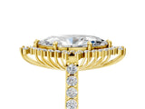 Yellow gold Marquise Cut Cut Diamond Sunburst Halo Engagement Ring with Pavé Band_8