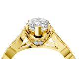 Yellow gold Marquise Cut Cut Diamond Twisted Band with Milgrain Pave Setting and Four-Prong Setting_10
