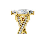 Yellow gold Marquise Cut Cut Diamond Twisted Band with Milgrain Pave Setting and Four-Prong Setting_11