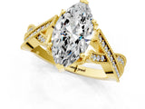 Yellow gold Marquise Cut Cut Diamond Twisted Band with Milgrain Pave Setting and Four-Prong Setting_7