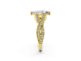 Yellow gold Marquise Cut Cut Diamond Twisted Band with Milgrain Pave Setting and Four-Prong Setting_8
