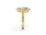 Yellow gold Marquise Cut Cut Halo Diamond Pavé Engagement Ring with Milgrain Detailing_36
