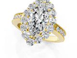 Yellow gold Marquise Cut Cut Halo Diamond Pavé Engagement Ring with Milgrain Detailing_4