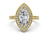Yellow gold Marquise Cut Cut Halo Pavé Diamond Ring_9