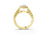 Yellow gold Marquise Cut Cut Halo Pavé Solitaire Ring with Milgrain Band_10