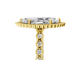 Yellow gold Marquise Cut Cut Halo Pavé Solitaire Ring with Milgrain Band_12