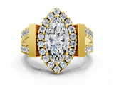Yellow gold Marquise Cut Cut Halo Split Shank Prong Set Ring_3