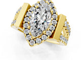Yellow gold Marquise Cut Cut Halo Split Shank Prong Set Ring_4