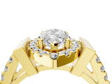 Yellow gold Marquise Cut Cut Halo Split Shank Prong Set Ring_7