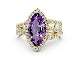 Yellow gold Marquise Cut Cut Halo Split Shank Prong Setting Ring_12