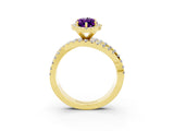 Yellow gold Marquise Cut Cut Halo Split Shank Prong Setting Ring_15