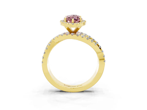Yellow gold Marquise Cut Cut Halo Split Shank Prong Setting Ring_15