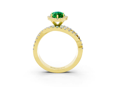 Yellow gold Marquise Cut Cut Halo Split Shank Prong Setting Ring_15