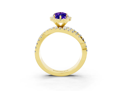 Yellow gold Marquise Cut Cut Halo Split Shank Prong Setting Ring_15
