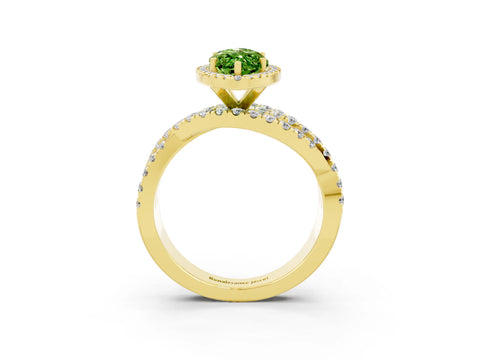 Yellow gold Marquise Cut Cut Halo Split Shank Prong Setting Ring_15