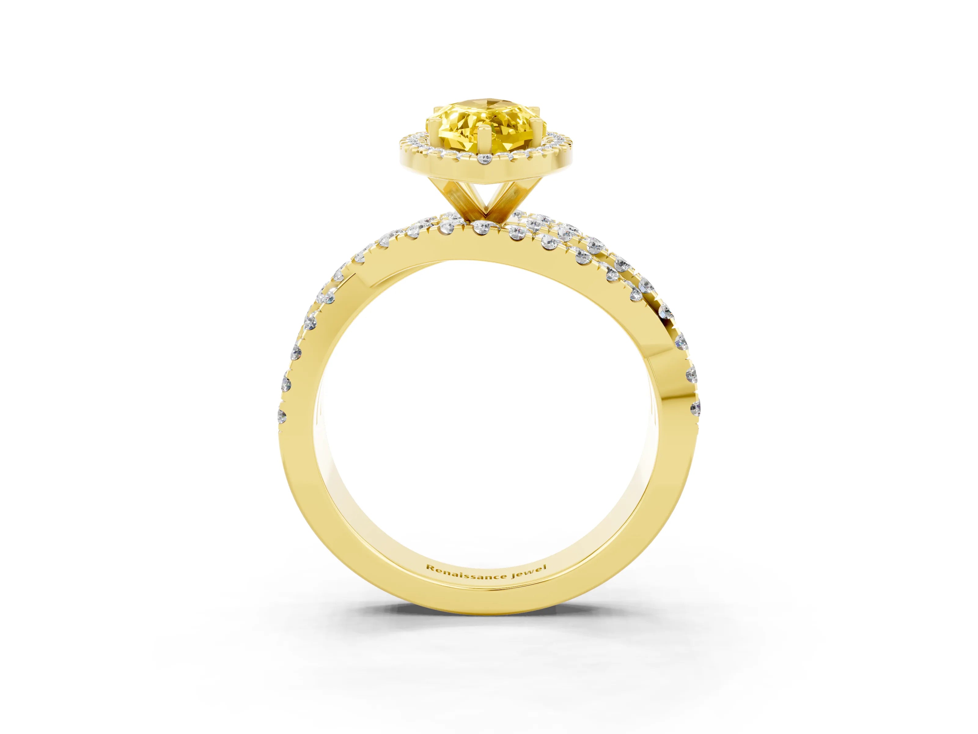 Yellow gold Marquise Cut Cut Halo Split Shank Prong Setting Ring_15