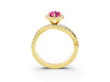 Yellow gold Marquise Cut Cut Halo Split Shank Prong Setting Ring_15