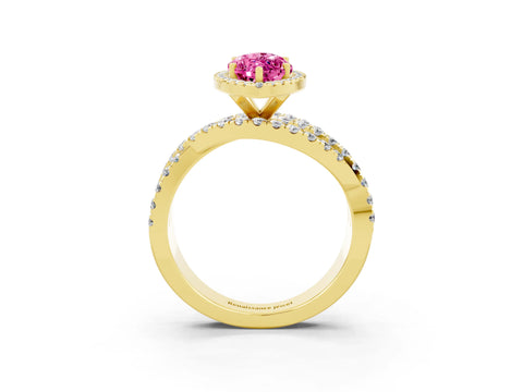 Yellow gold Marquise Cut Cut Halo Split Shank Prong Setting Ring_15
