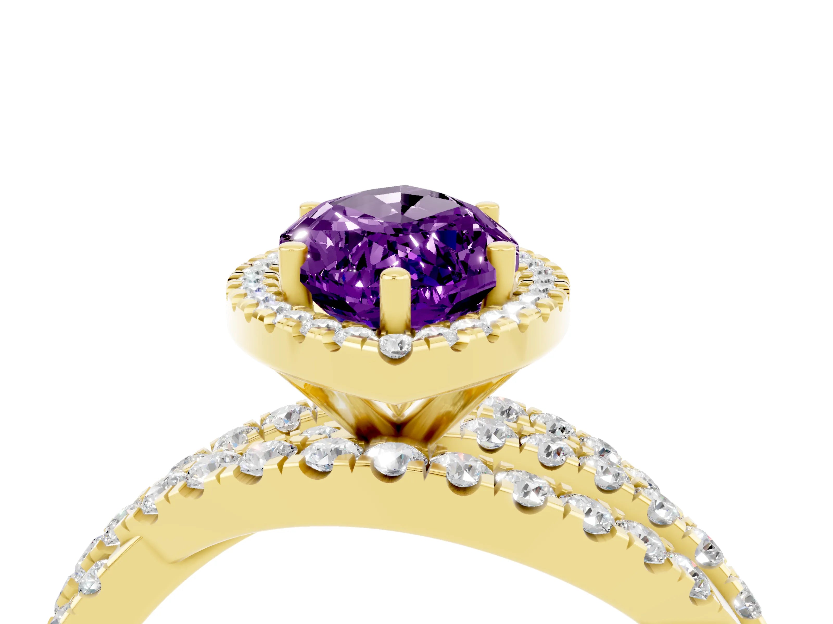 Yellow gold Marquise Cut Cut Halo Split Shank Prong Setting Ring_16