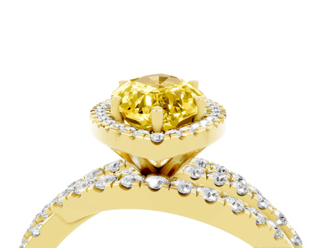 Yellow gold Marquise Cut Cut Halo Split Shank Prong Setting Ring_16