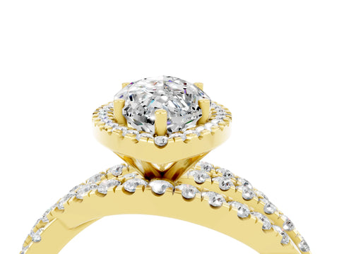 Yellow gold Marquise Cut Cut Halo Split Shank Prong Setting Ring_16