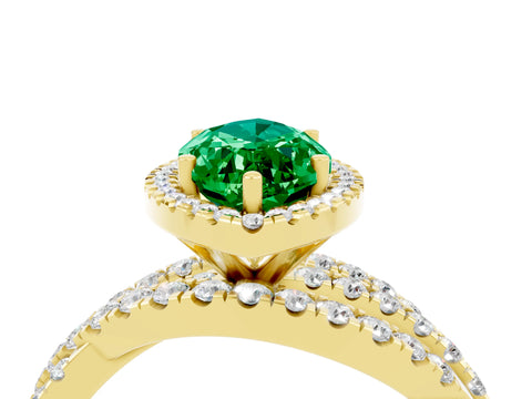Yellow gold Marquise Cut Cut Halo Split Shank Prong Setting Ring_16