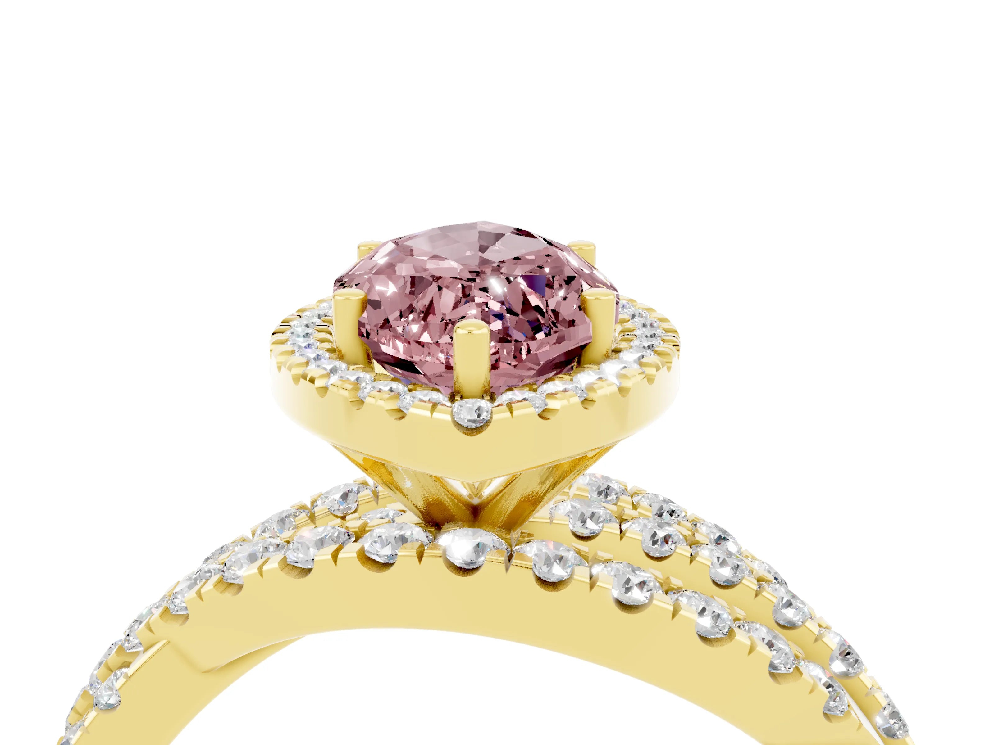Yellow gold Marquise Cut Cut Halo Split Shank Prong Setting Ring_16
