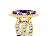 Yellow gold Marquise Cut Cut Halo Split Shank Prong Setting Ring_17