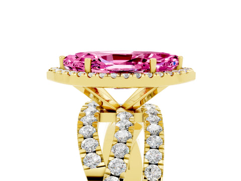 Yellow gold Marquise Cut Cut Halo Split Shank Prong Setting Ring_17