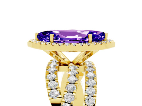 Yellow gold Marquise Cut Cut Halo Split Shank Prong Setting Ring_17