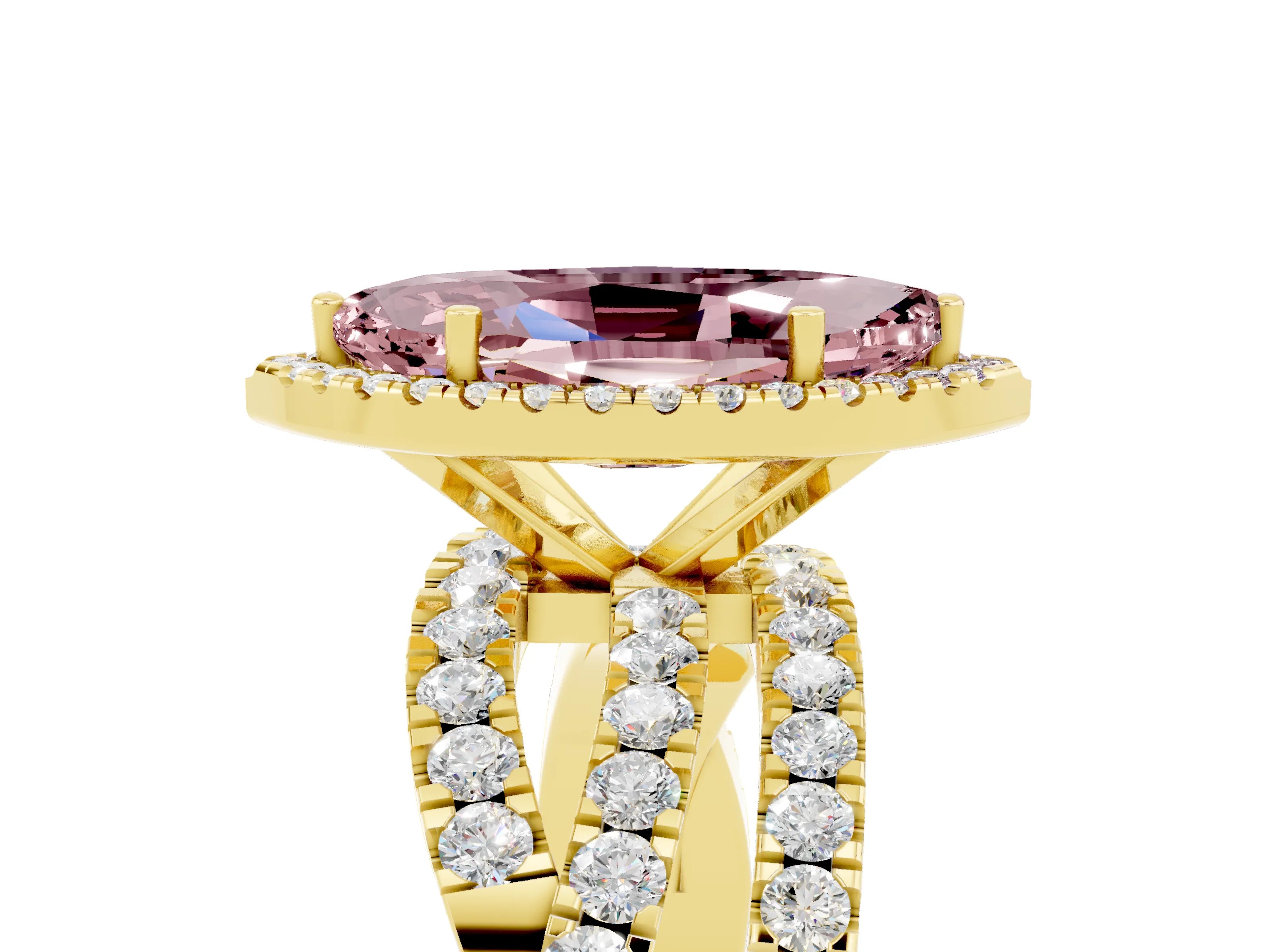 Yellow gold Marquise Cut Cut Halo Split Shank Prong Setting Ring_17