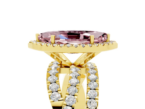 Yellow gold Marquise Cut Cut Halo Split Shank Prong Setting Ring_17