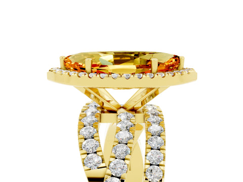 Yellow gold Marquise Cut Cut Halo Split Shank Prong Setting Ring_17