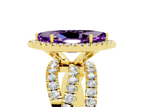 Yellow gold Marquise Cut Cut Halo Split Shank Prong Setting Ring_17