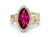 Yellow gold Marquise Cut Cut Halo Split Shank Prong Setting Ring_22