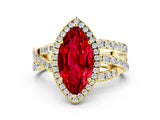 Yellow gold Marquise Cut Cut Halo Split Shank Prong Setting Ring_23