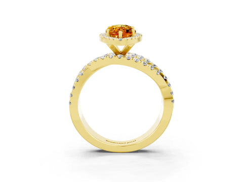Yellow gold Marquise Cut Cut Halo Split Shank Prong Setting Ring_24