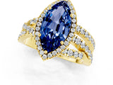 Yellow gold Marquise Cut Cut Halo Split Shank Prong Setting Ring_24