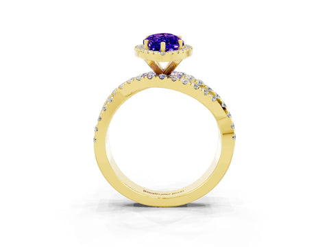 Yellow gold Marquise Cut Cut Halo Split Shank Prong Setting Ring_25