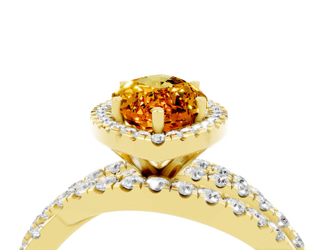 Yellow gold Marquise Cut Cut Halo Split Shank Prong Setting Ring_25
