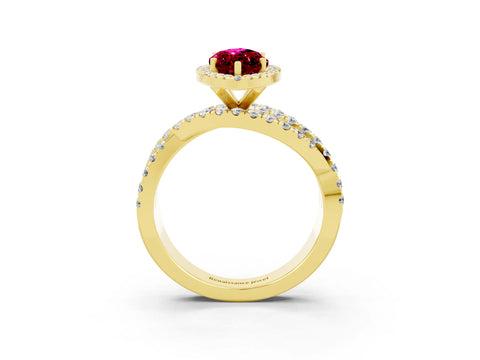 Yellow gold Marquise Cut Cut Halo Split Shank Prong Setting Ring_25