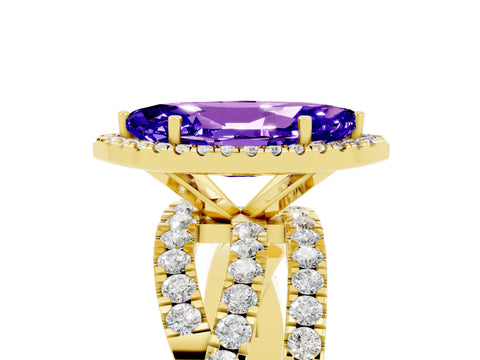 Yellow gold Marquise Cut Cut Halo Split Shank Prong Setting Ring_27