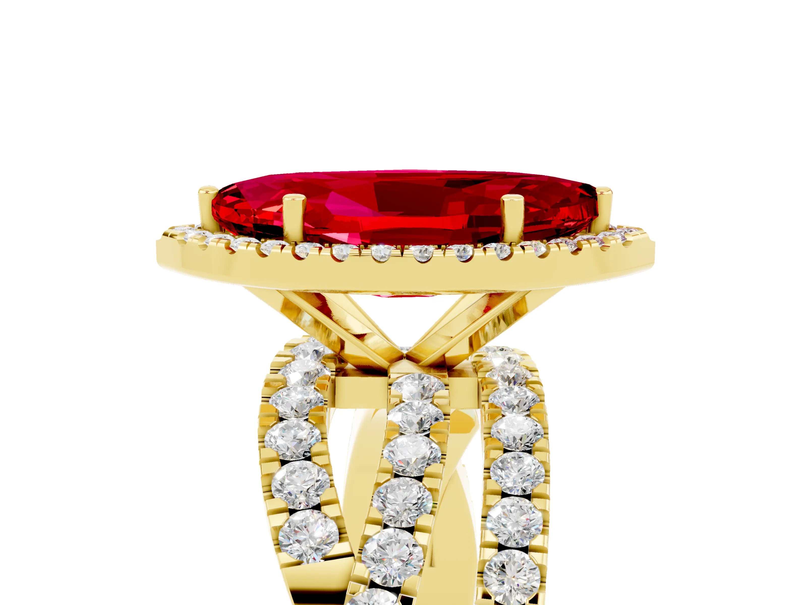 Yellow gold Marquise Cut Cut Halo Split Shank Prong Setting Ring_28