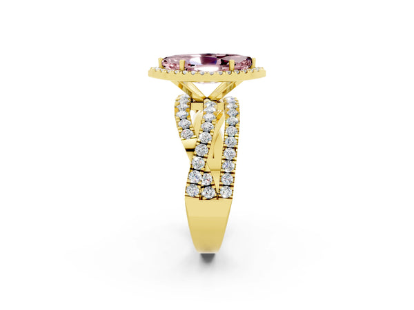 Yellow gold Marquise Cut Cut Halo Split Shank Prong Setting Ring