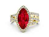 Yellow gold Marquise Cut Cut Halo Split Shank Prong Setting Ring_35