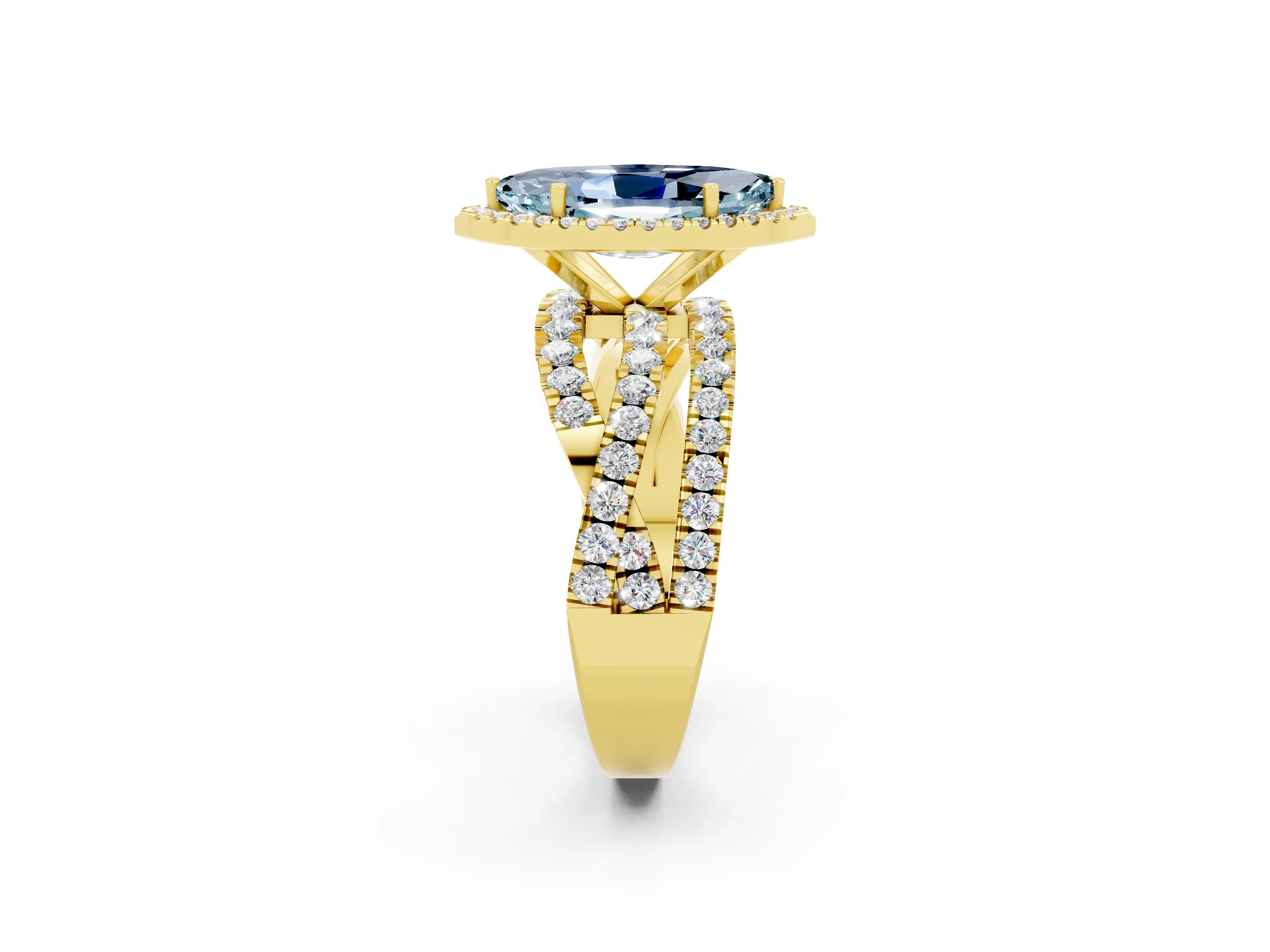 Yellow gold Marquise Cut Cut Halo Split Shank Prong Setting Ring_37