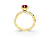 Yellow gold Marquise Cut Cut Halo Split Shank Prong Setting Ring_37