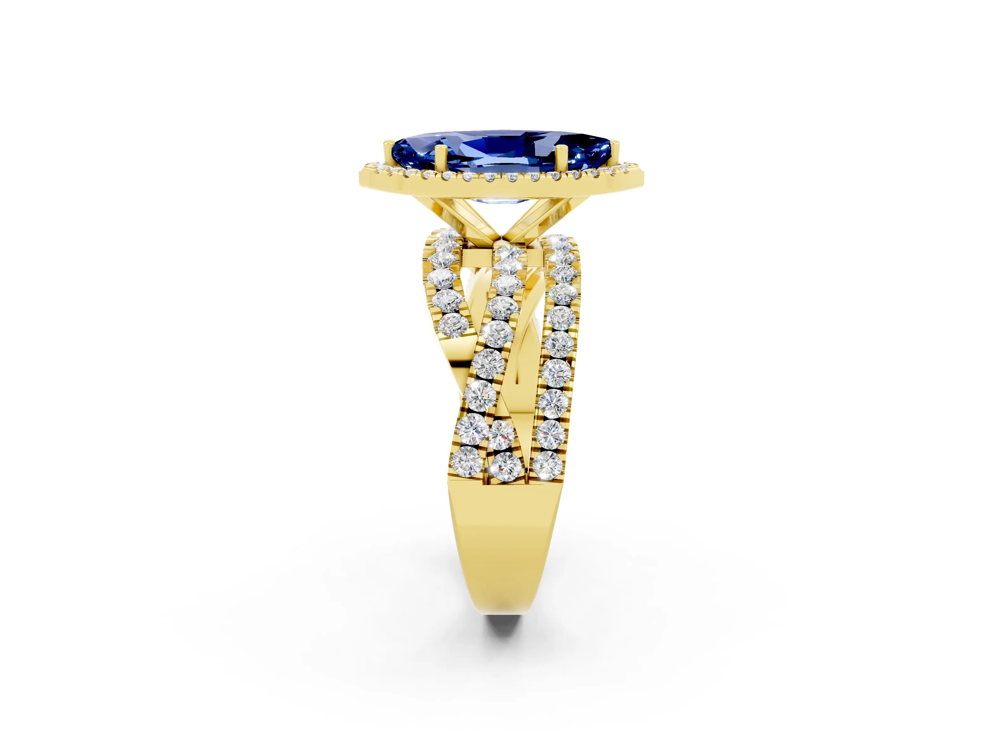 Yellow gold Marquise Cut Cut Halo Split Shank Prong Setting Ring_37