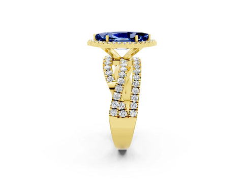 Yellow gold Marquise Cut Cut Halo Split Shank Prong Setting Ring_37
