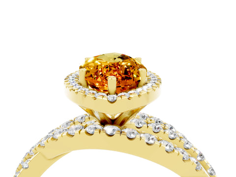 Yellow gold Marquise Cut Cut Halo Split Shank Prong Setting Ring_37